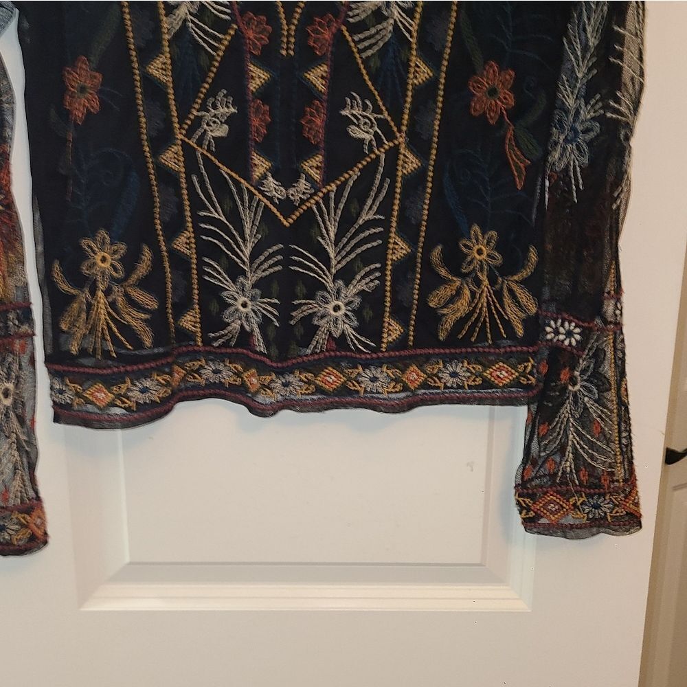 American Eagle Sheer Embroderied Boho Blouse - Picture 5 of 12